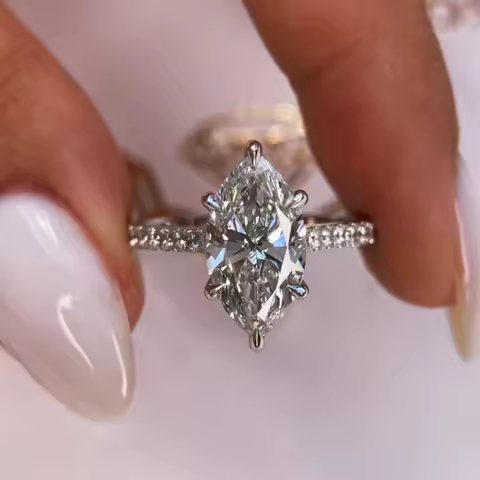GRA 2ct Real Moissanite Diamond Marquise Ring for Women 925 Sterling Silver Anniversary Party High Quality Fine Luxury Jewelry