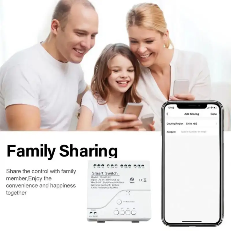 Commutateur intelligent WiFi, Zigbee, RF433, Tuya Smart Life, télécommande avec Alexa et Google Home, 10A, 4 canaux