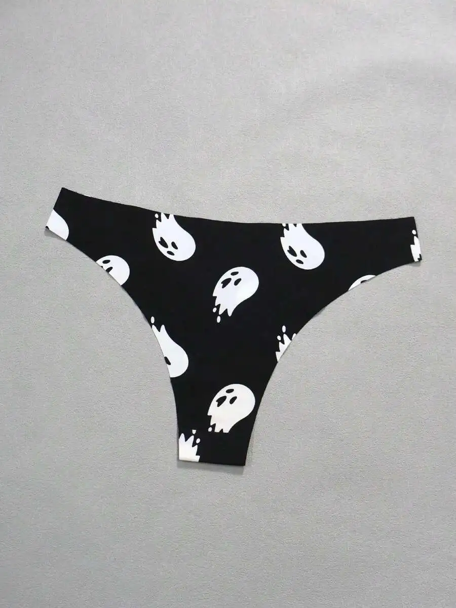 

Womens Seamless Polyester Briefs With Ghost Print Comfortable Underwear Panties