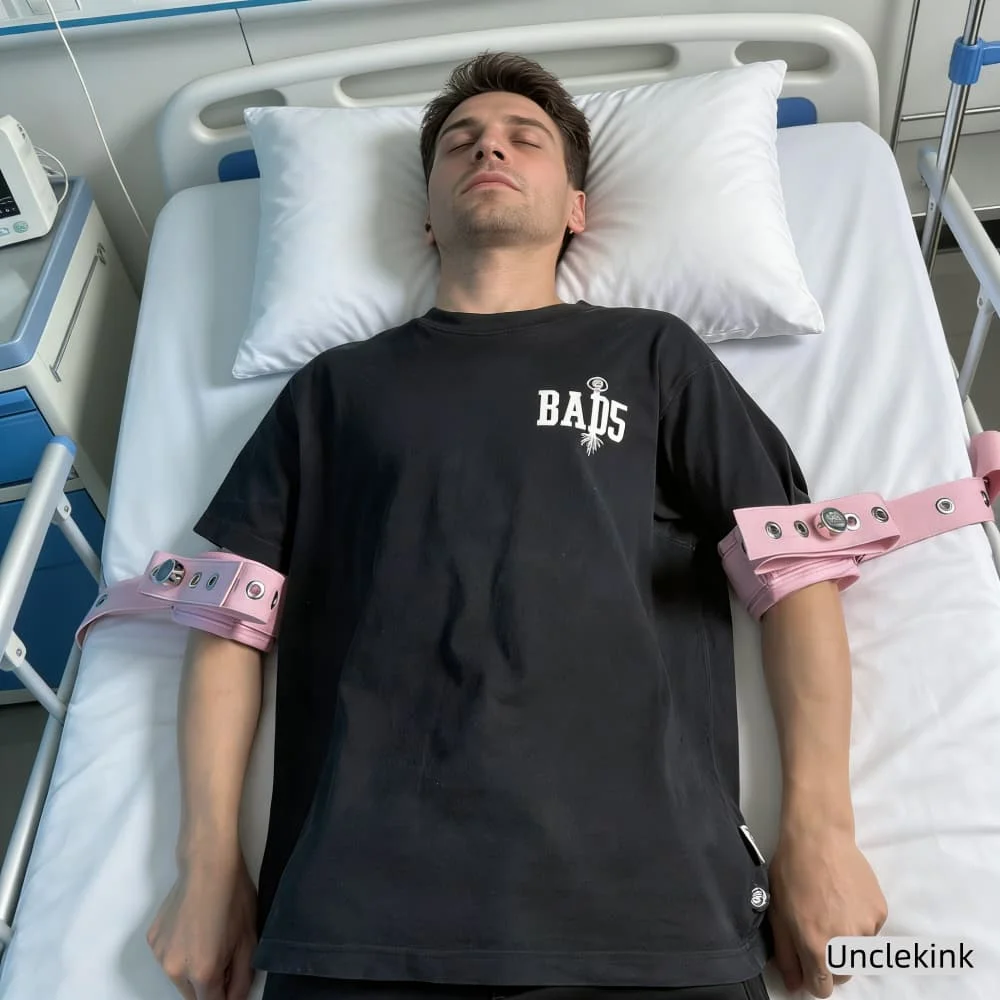 Pink Cotton Arm/Leg/Ankle Restraint Strap with Magnetic Lock – Medical Safety Device for Elderly Agitation & Mental Care