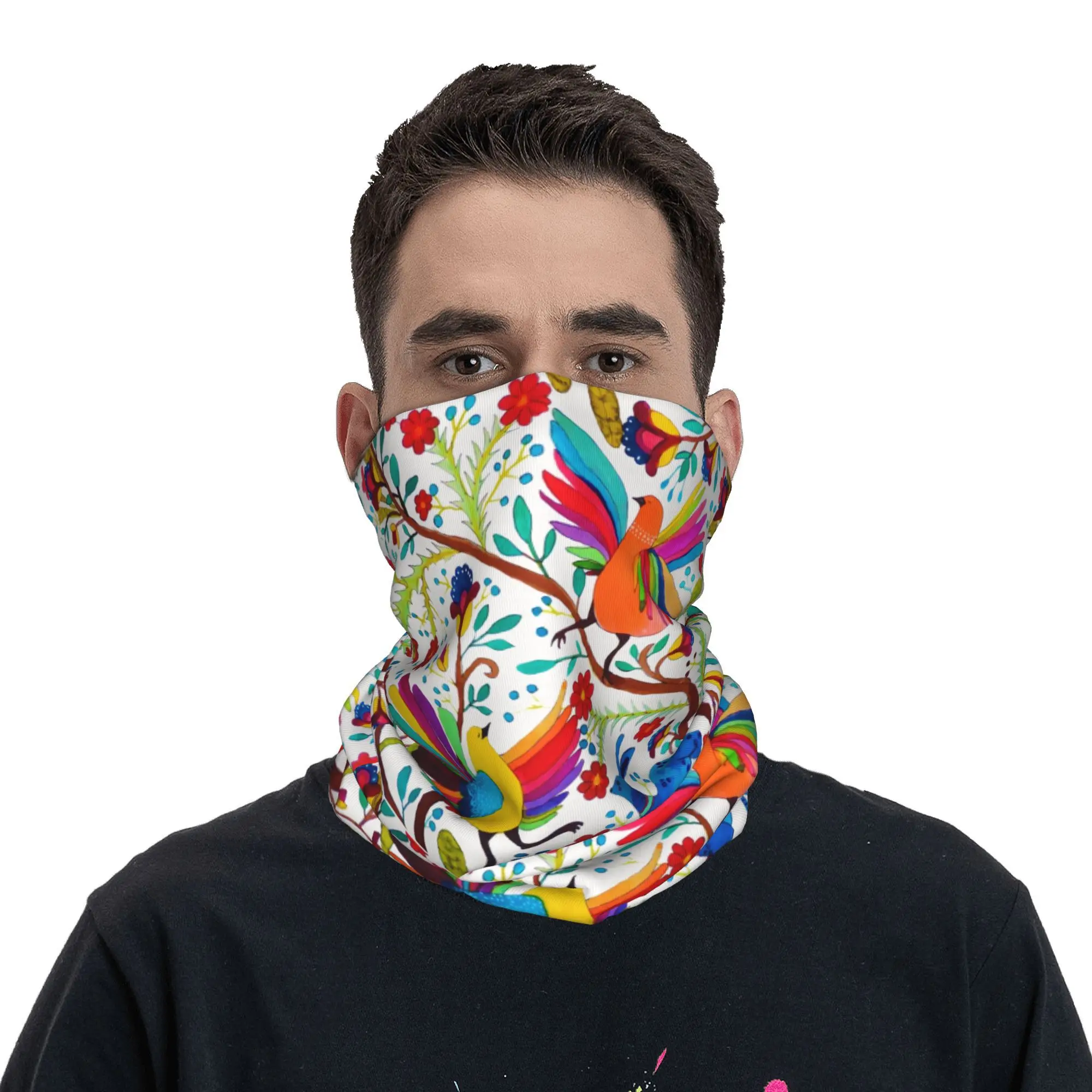 Personalizado mexicano otomi flores amate inverno bandana pescoço mais quente esqui ciclismo tubo cachecol méxico têxtil rosto bandana gaiter