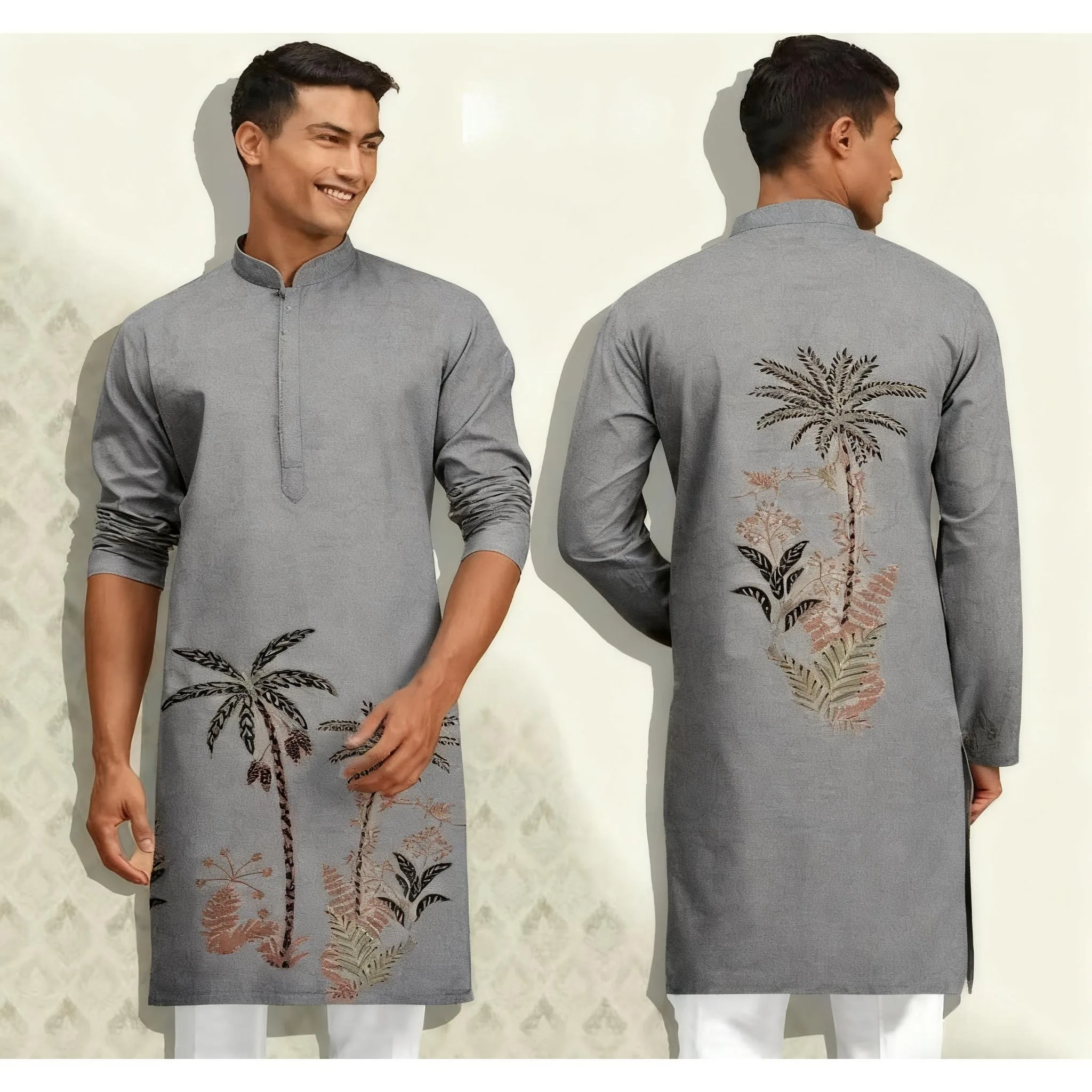 الملابس التقليدية للرجال أنماط الآسيوية والجنوبية وأطواق الماندرين وأكمام بولو للرجال على الطراز الوطني في الشرق الأوسط