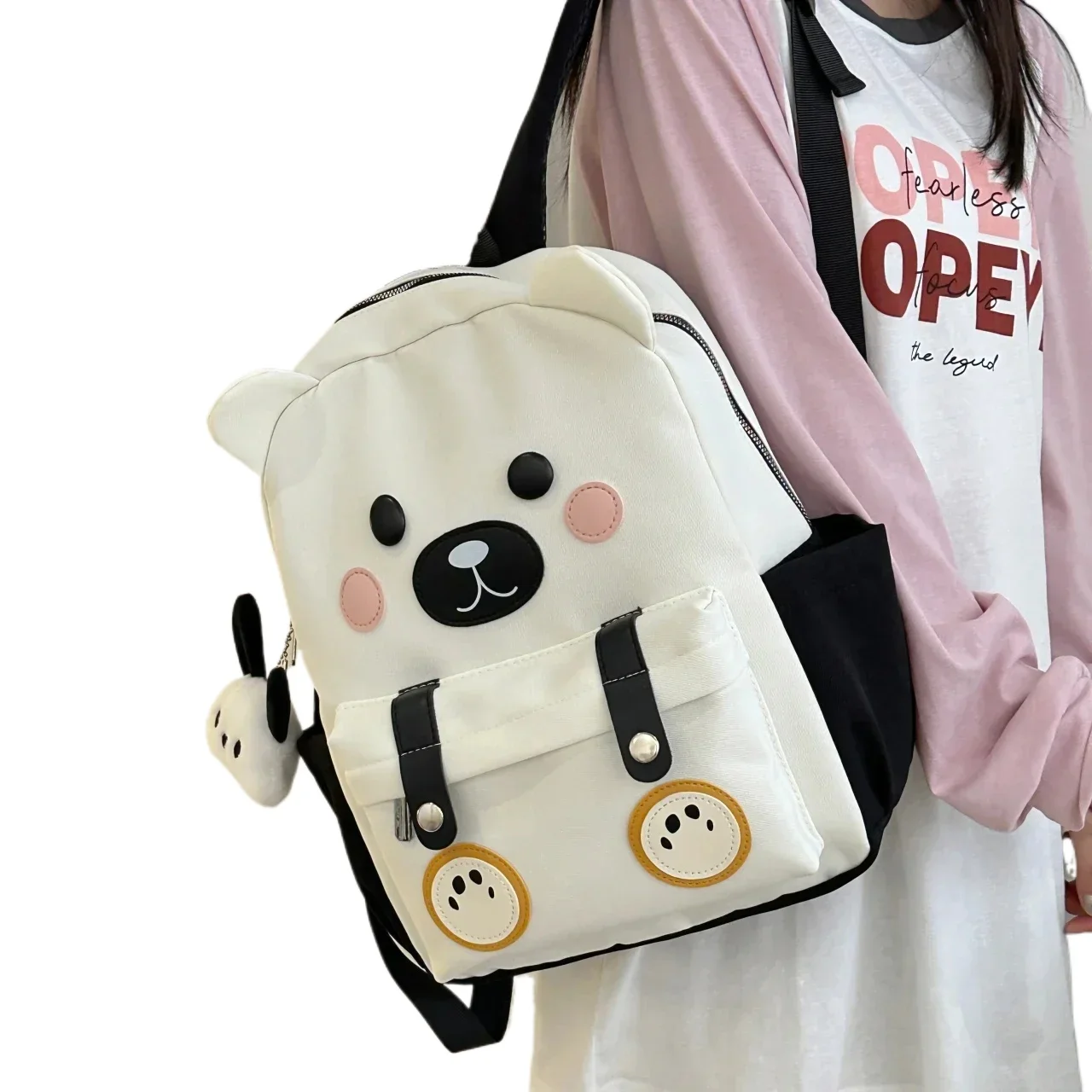 Elementary school students cute cartoon puppy shape backpack Jk girls doll bag plush soft material