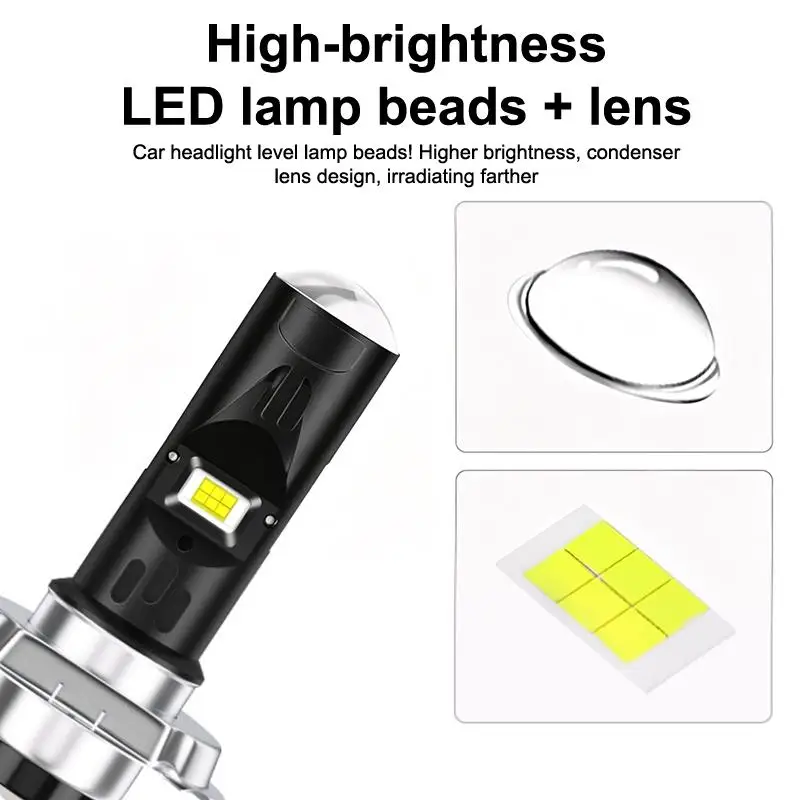 Lens LED Motorcycle Headlight Bulb High Brightness Replacement Lamp For Electric Scooter Motorbike Night Driving Use