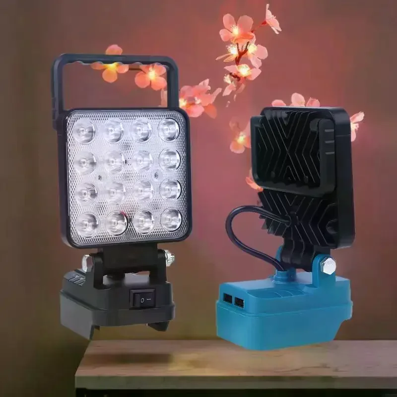 14 واط مصباح التخييم إضاءة الطوارئ مع المزدوج USB بطارية ليثيوم أيون فانوس مصباح يدوي خارجي 4 بوصة LED ضوء العمل