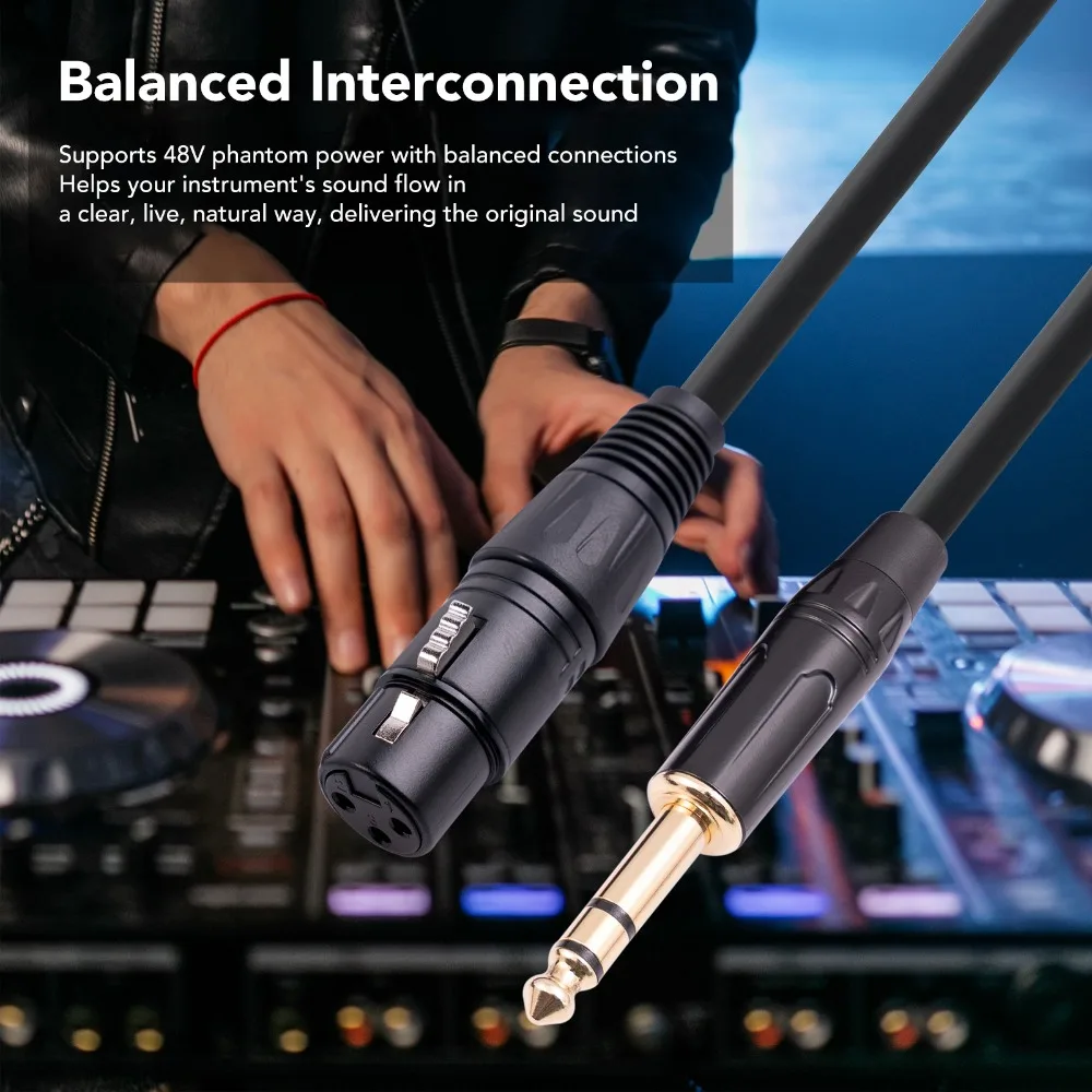 6.35mm TRS Stereo Plug XLR Female to 1/4 TRS Cable Heavy Duty Balanced Interconnect Cable XLR 3Pin Female to 1/4 Inch TRS Plug