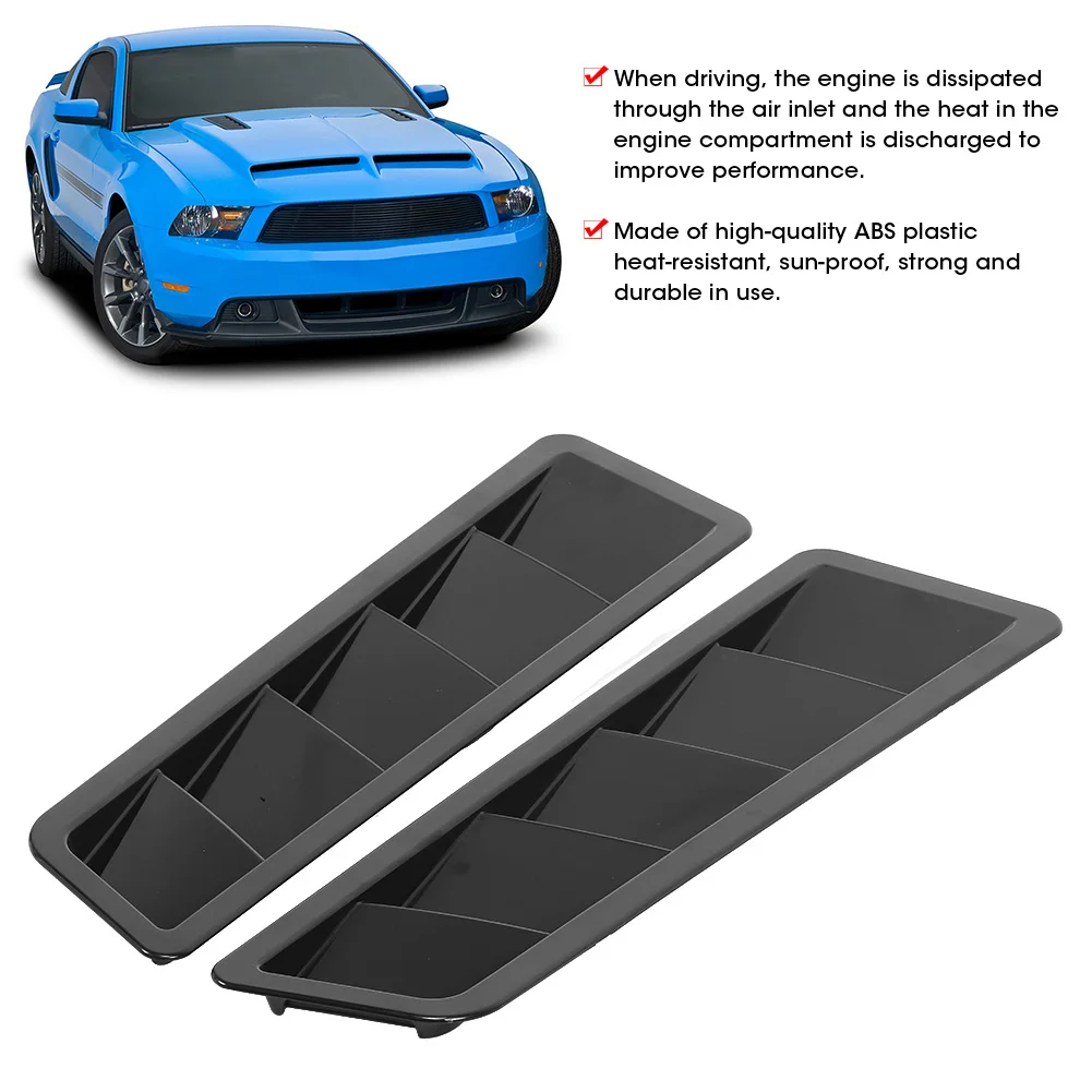 2Pcs Universal Hood Air Intake Panel Trim Bonnet Louver Cooling Vent Cover Car Exterior Decoration