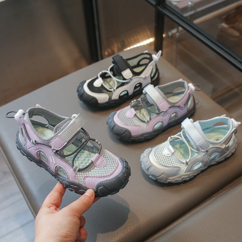 Summer Children School Sports Shoes Hollow-out Outdoor Causal Sneakers for Boy Girl Lightweight Breathable Kids Running Sandals