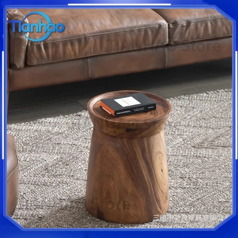 Walnut Tree Stump Side Table for Living Room Coffee Table for Sofa Lounge Creative Stump Table for Hotel or Homestay Corner