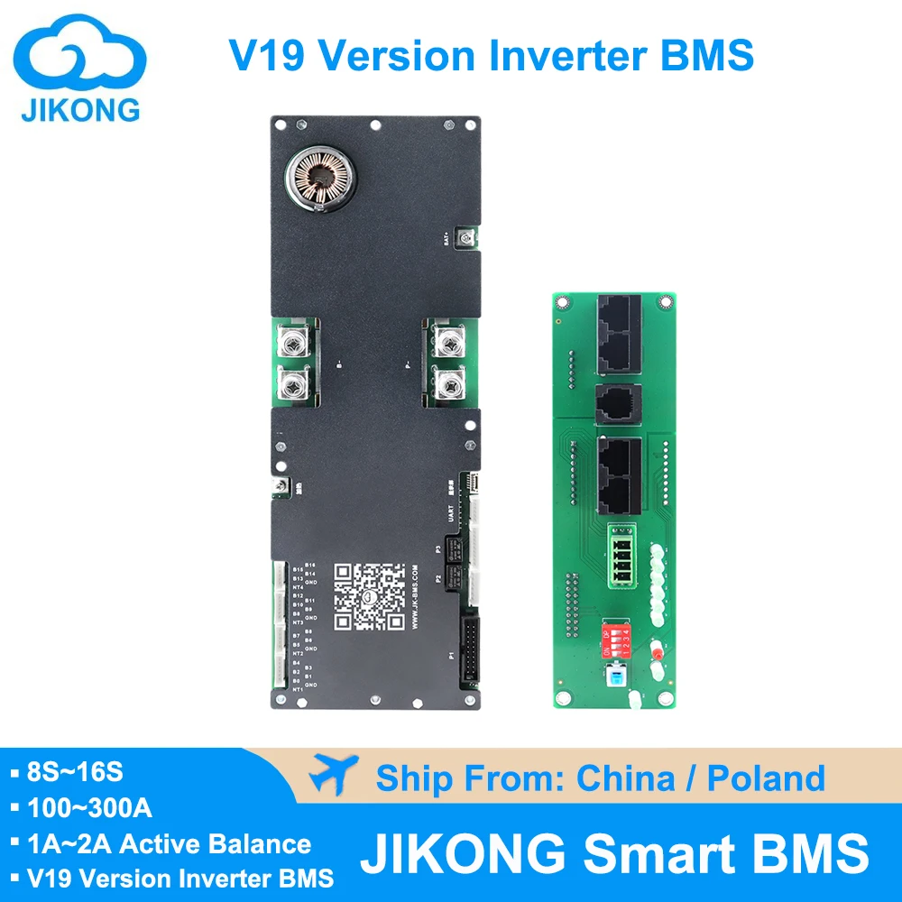 

JK V19 Версия PB Series BMS Активный балансир 1A 2A 24V-48V 100A-300A 8S-16S Lifepo4/Li-ion/LTO Инвертор домашнего накопителя энергии BMS