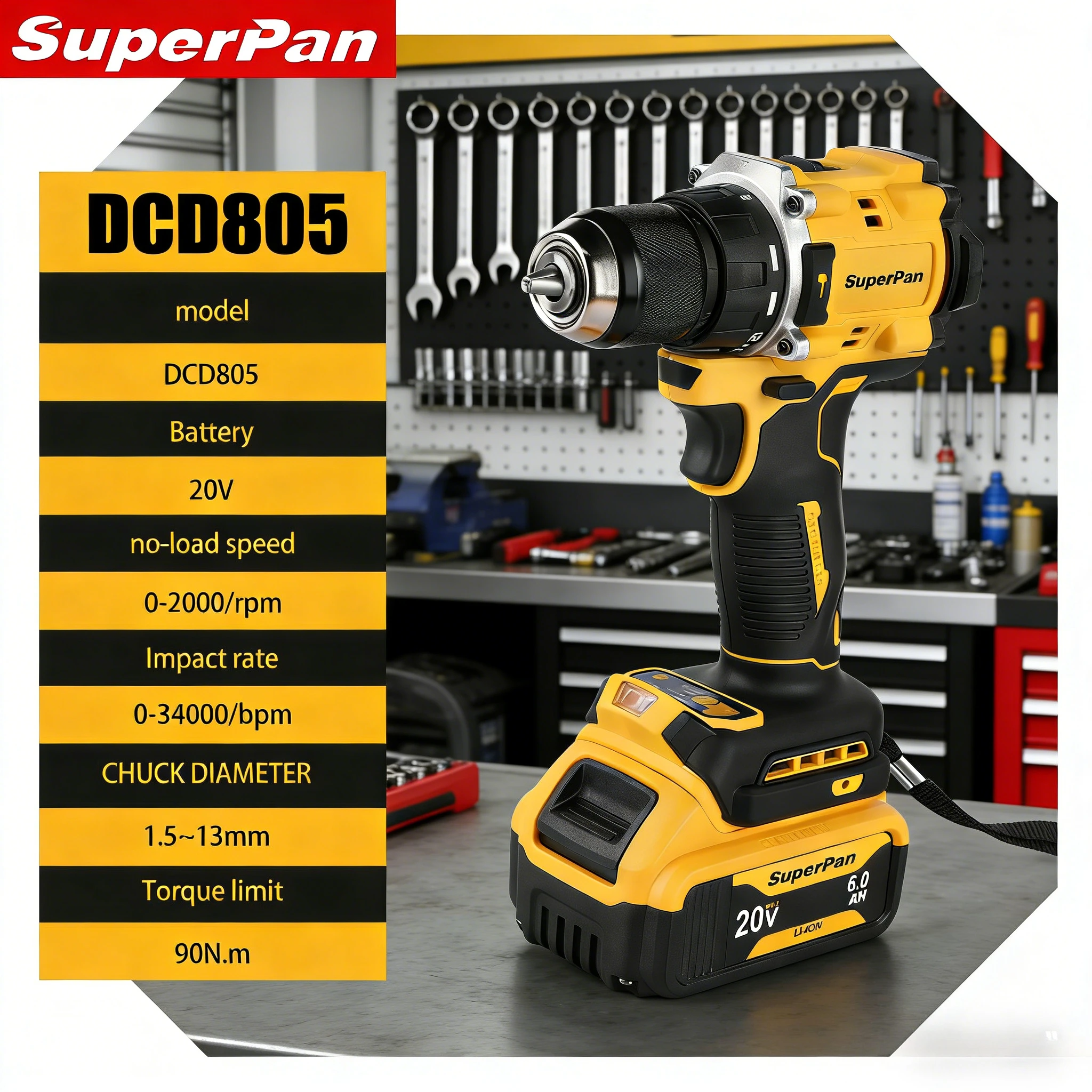 

SuperPan SP805 Compact Electric Screwdriver power tools Adjustable Speed for Household Repair Tool for dewalt 20V battery pin