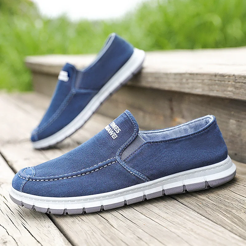 

Spring Fashion New Men's Shoes Casual Flat Canvas Comfortable Soft Sole Doudou Men's Monochrome Shoes