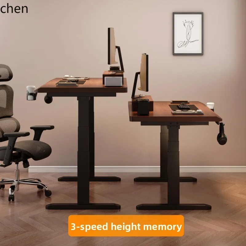 HXL Solid Wood Electric Height Adjustable Computer Desk Office Gaming Desk Workstation