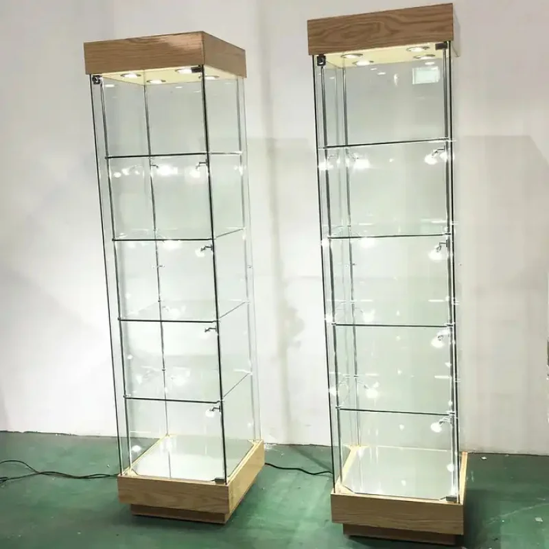 custom.keway High-End Customized Hotsale Glass Display Cabinets with 4pcs light on the top OEM Supply