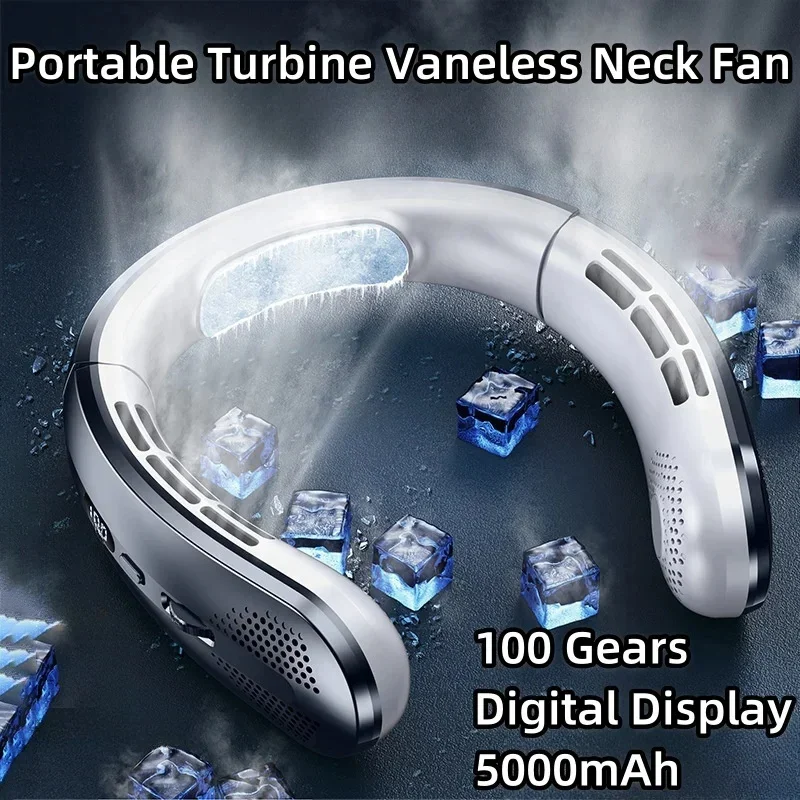 

Silent Portable Neck Fan Powerful Long-lasting Rechargeable Electric Bladeless Wireless USB Neck Bladeless Fan Cooling Appliance