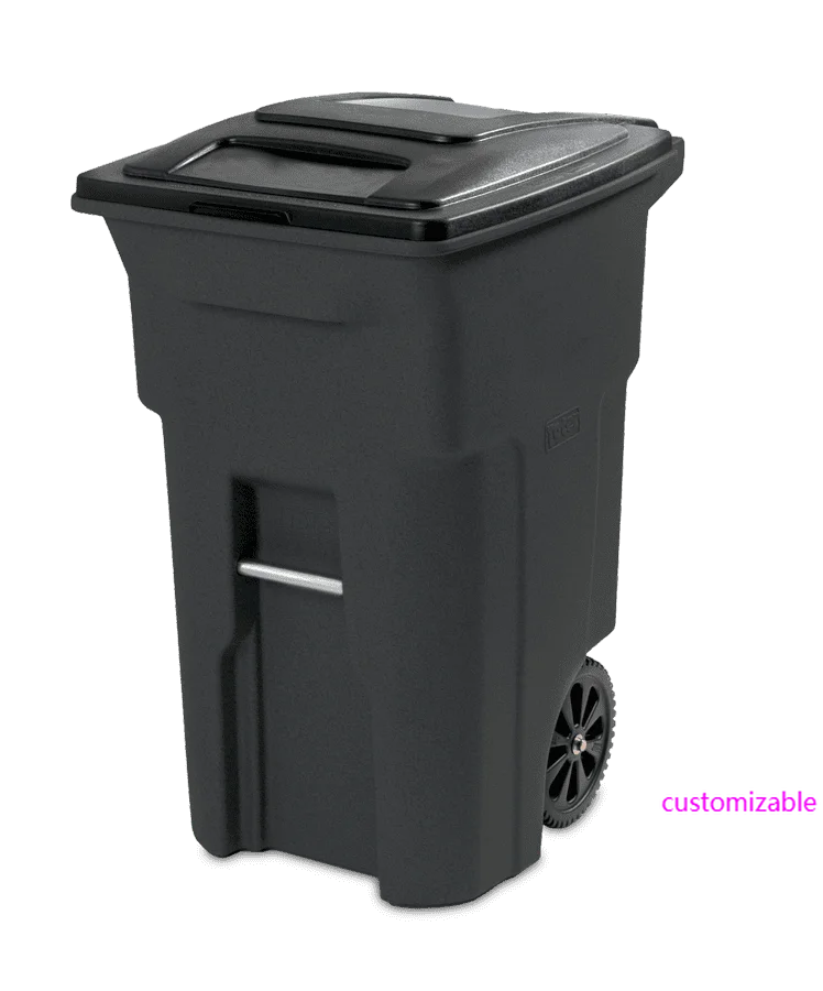 Zwarte vuilnisbak van 64 gallon met wielen en deksel