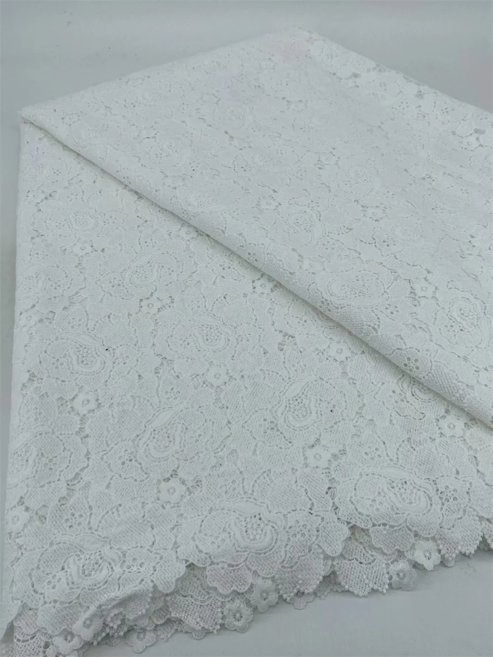 

White Big African Guipure Cord Lace Fabric High Quality French Nigerian Cord Lace For Women Wedding