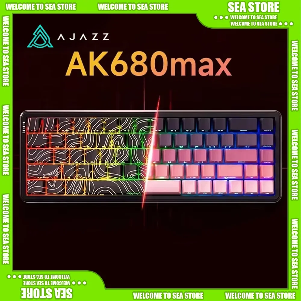 AJazz AK680 RGB Max Wired Wireless 8K 1K Aluminium Alloy Three Mode Magnetic Switch Mechanical Keyboard Custom E-sports Keyboard