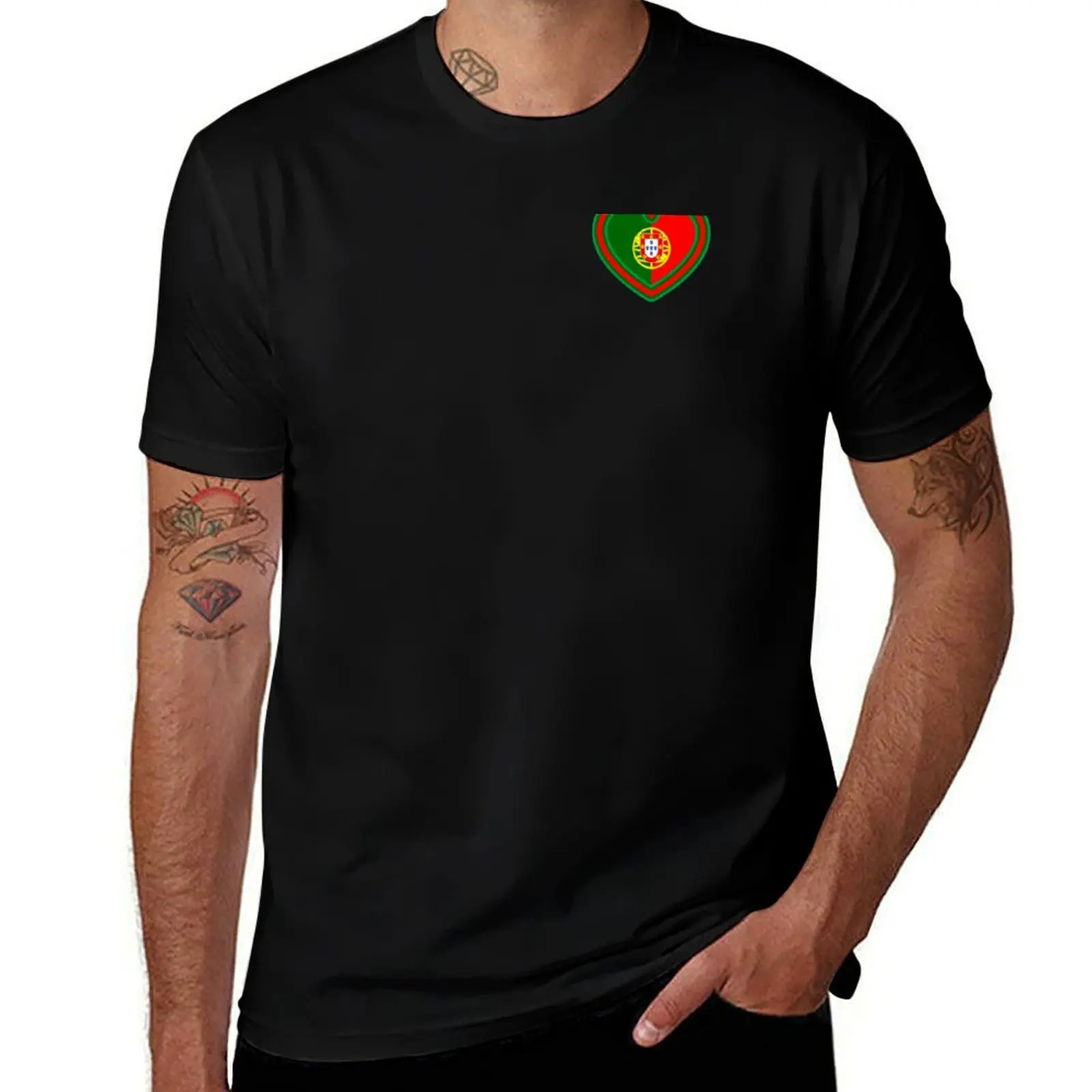 

Love Heart Portugal Flag T-Shirt Plus Size Lightweight Top