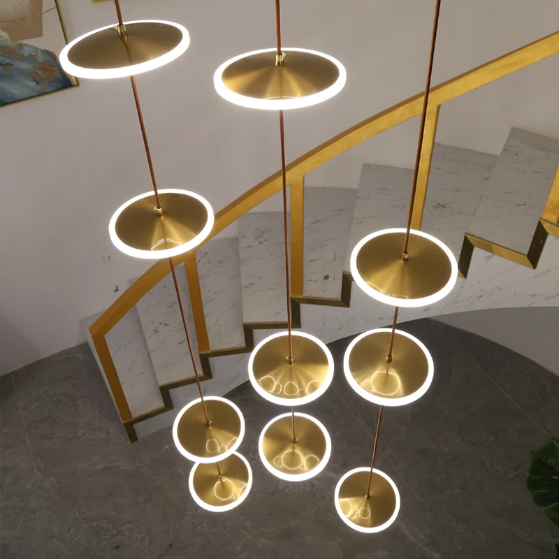 Modern chandelier led duplex villa stair chandeliers long line hanging lamp high-rise living room ceiling light designer lamp