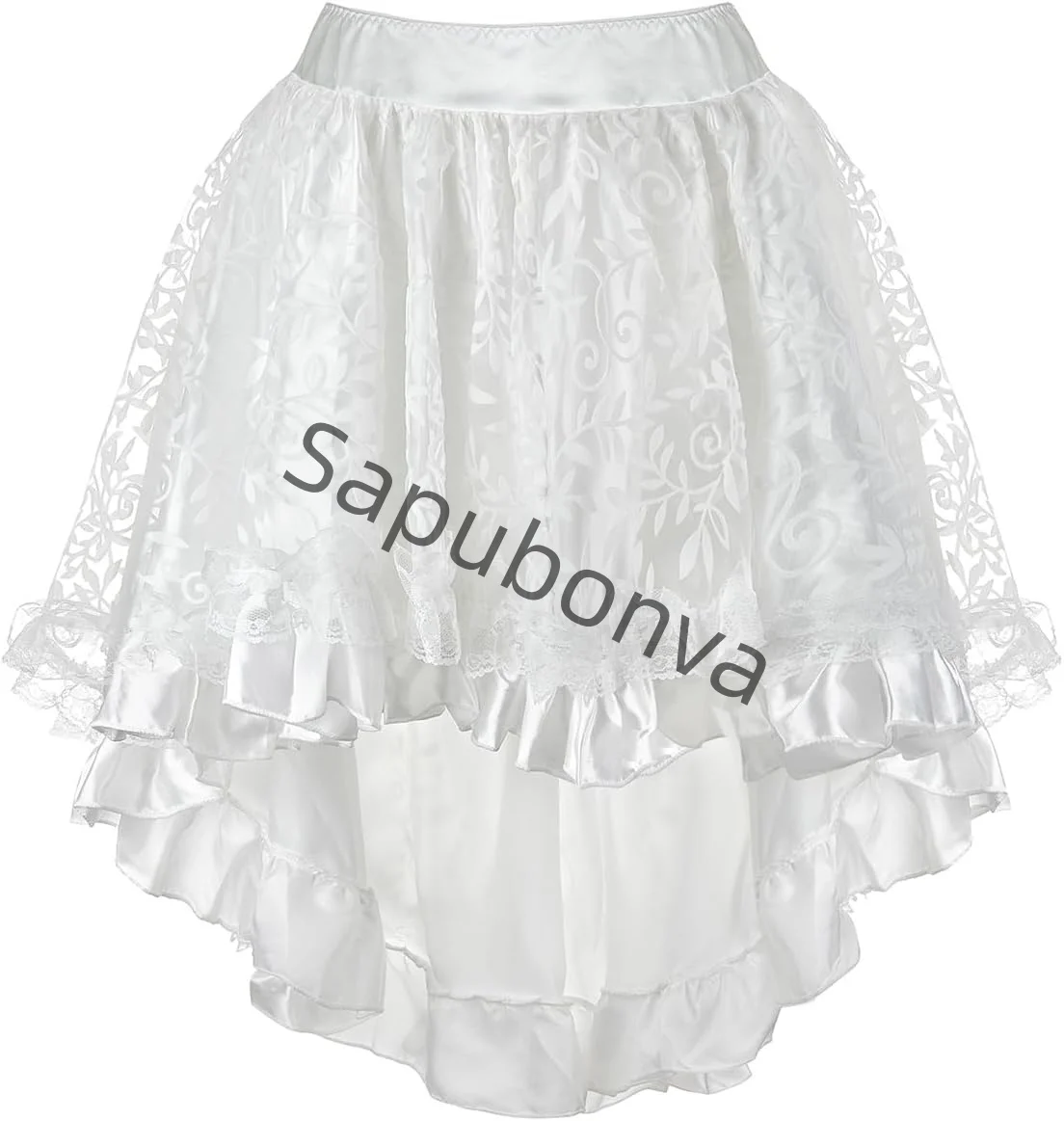 Röcke Damen Burlesque Korsett Rock Hohe Taille Mehrschichtige Spitze Viktorianische Kostüme Gothic Steampunk Rock Passendes Korsett Schwarz