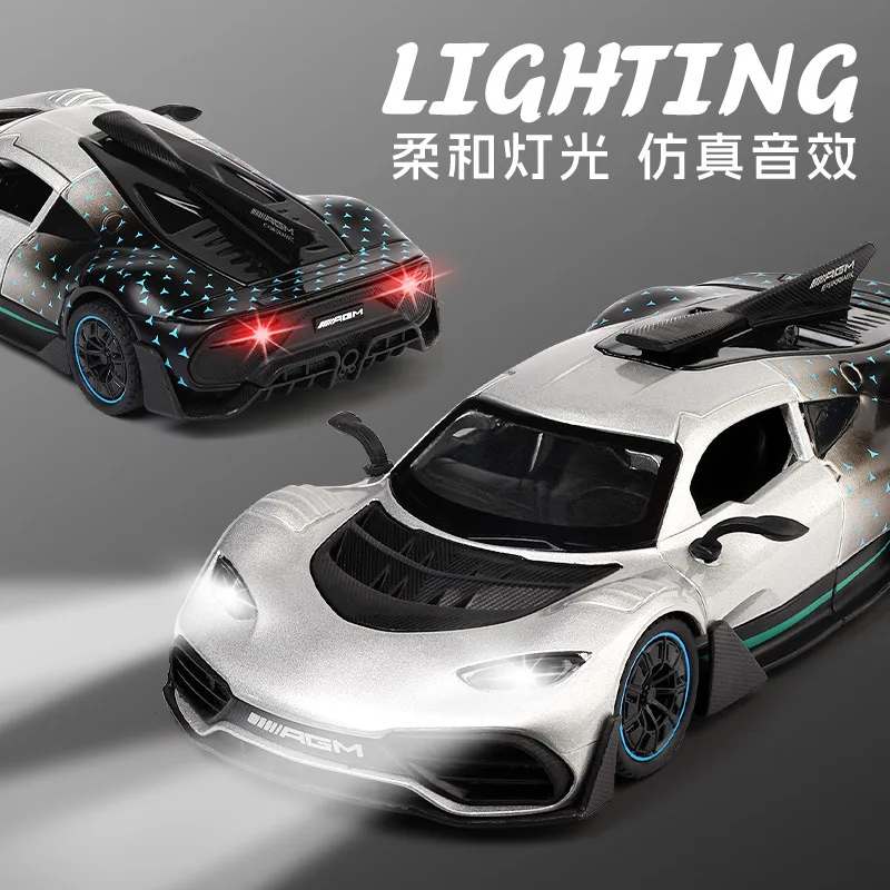 1:32 ONE Supercar Model Miniature Toys Alloy Diecast Sound Light Doors Opened Pull Back Exquisite Modern Decoration Toy Boy Gift