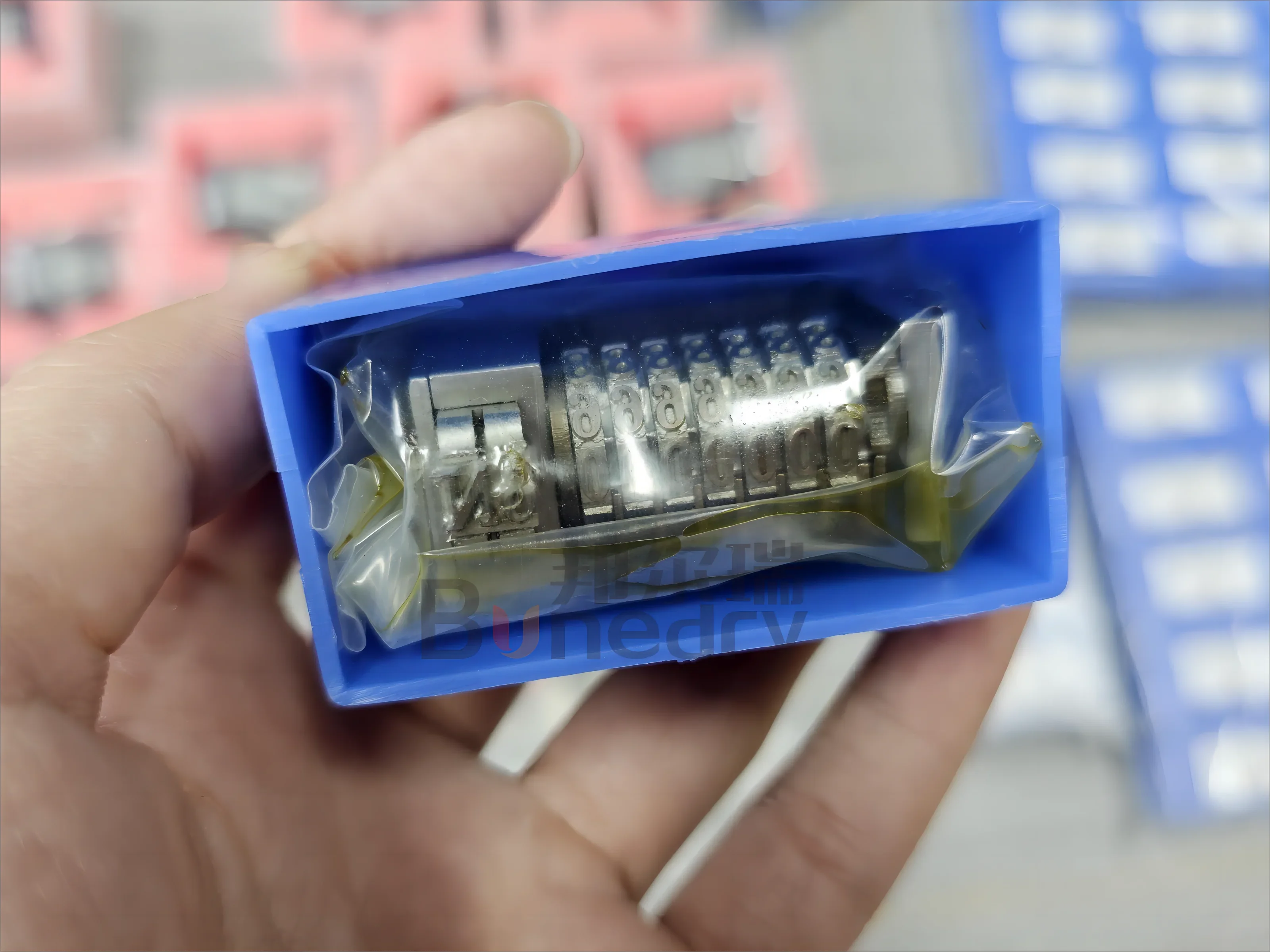 Máquina numpadora trasera de 7 dígitos, máquina de numeración tipográfica de fuente de acero romana 4x8 Cicero