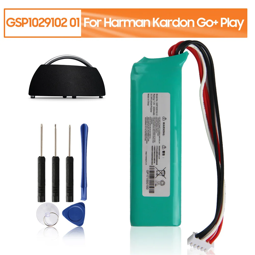 

Replacement Battery GSP1029102 01 For Harman Kardon Go-play Bluetooth Speaker Battery 3000mAh With Tool