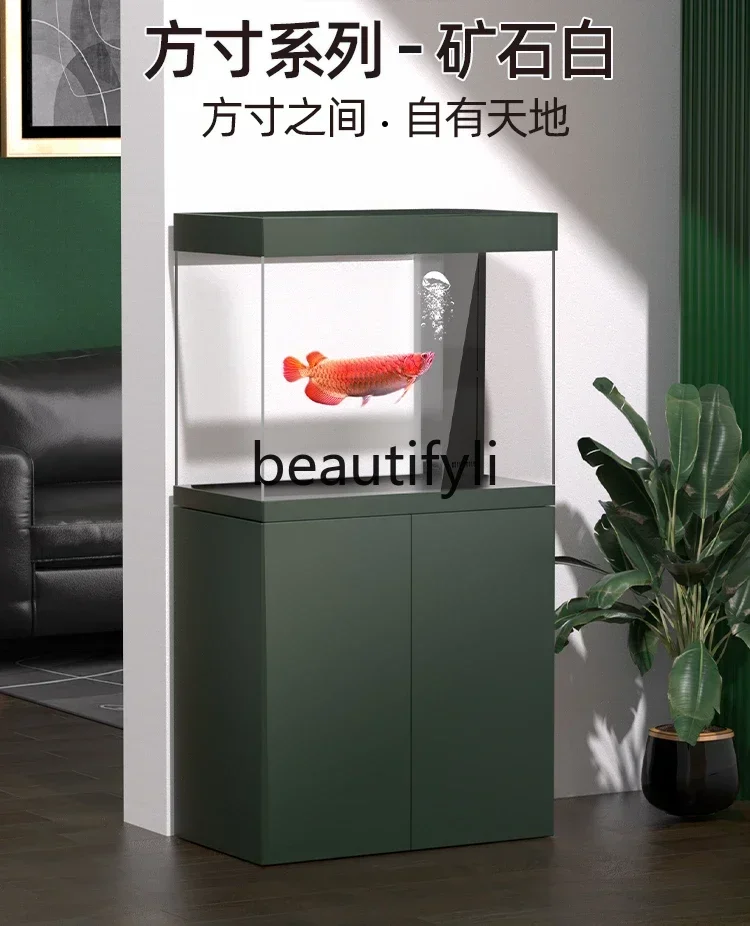 Living room office water-free household ultra-white glass bottom filter arowana koi tank