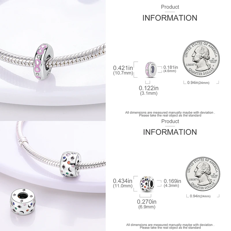 925 Sterling Silber Spacer Charm Perlen Schmetterling Blumen Stern Mond Bunt Lila DIY Armband Halskette Schmuck Geschenk für Frauen – Detail 27