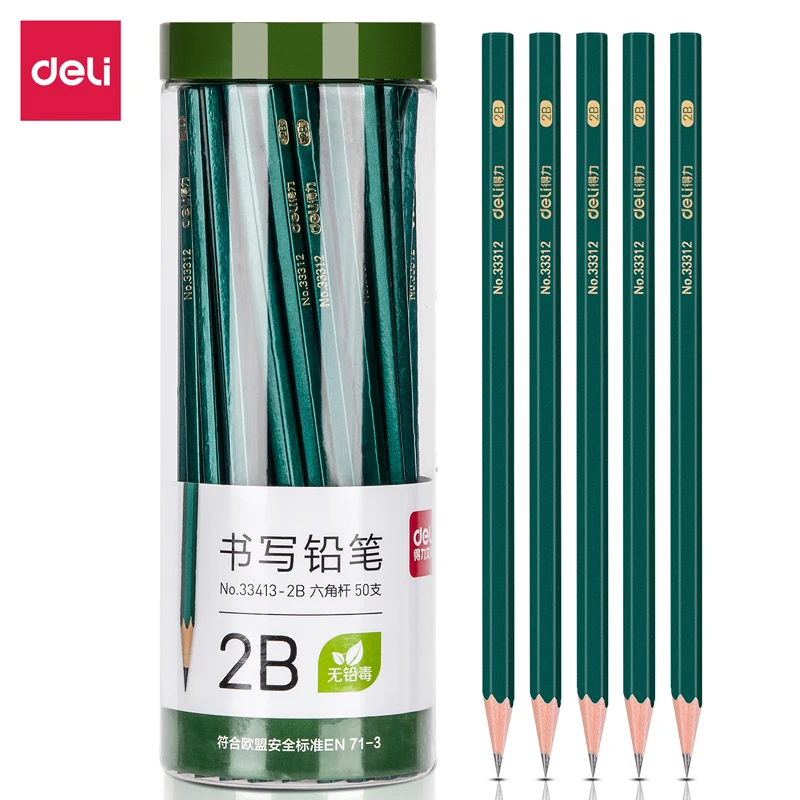 Deli 5pc/Lot Sketch Pencil Set HB 2B lápices Wooden Lead Pen Stationery Writing Drawing for School Kids Student Art Supplier