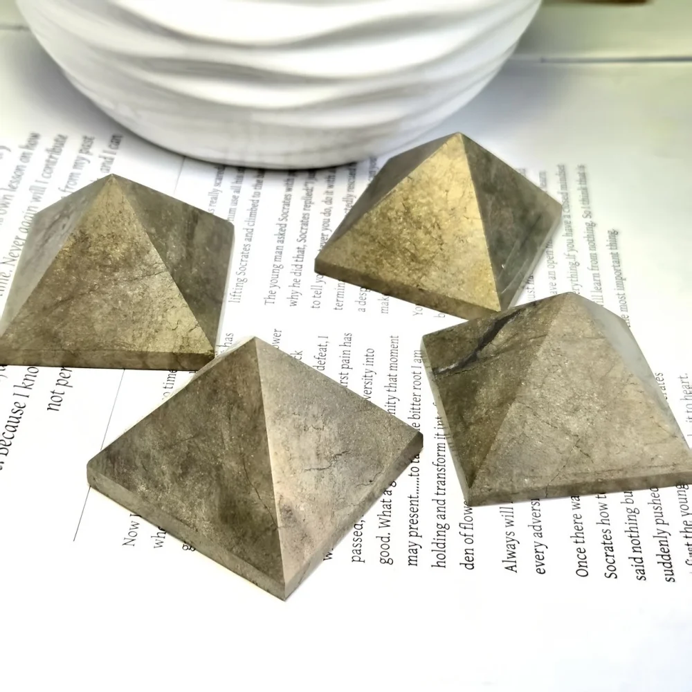 Natural Crystal Polished Golden Pyrite Pyramid Energy Healing Decor Desktop Decoration Feng Shui Home Decor Mascot Gift