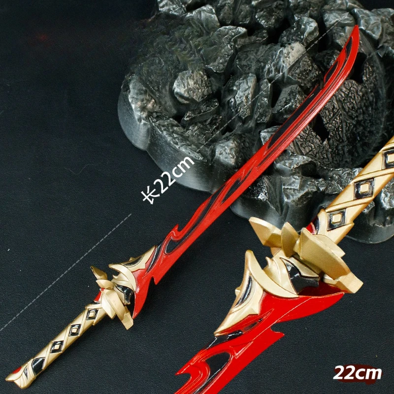 22Cm Genshins Game Perifere Wapen Model Kooi Vissen Fles Een Hart Legering Ornament Speelgoed Ongesneden Zwaard Collectie Desktop Geschenken