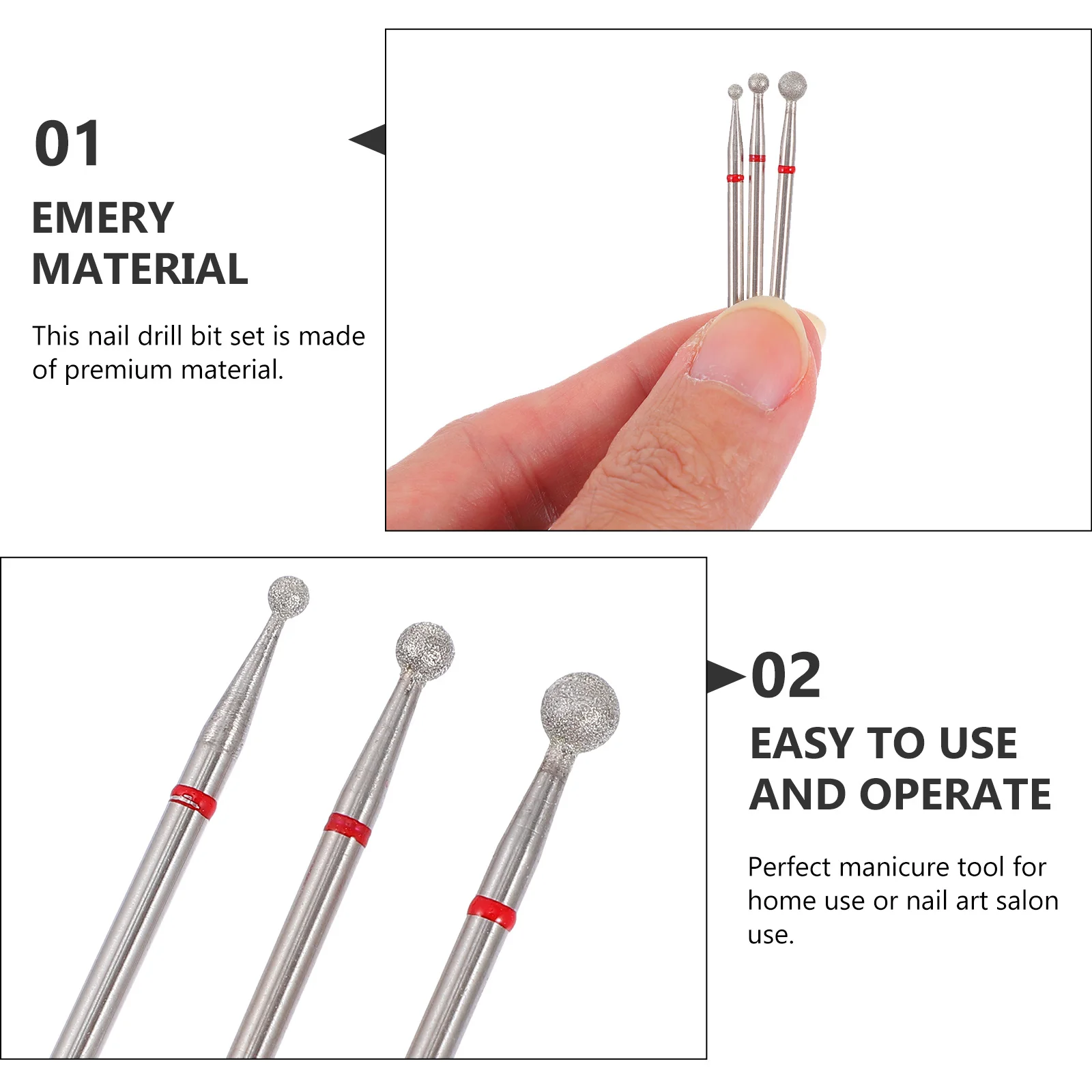 Broca de pulido para decoración de uñas, diseño ligero para amoladoras manuales electrónicas, herramientas de belleza, cabezales de pulido de uñas, arte de manicura, 3 uds.