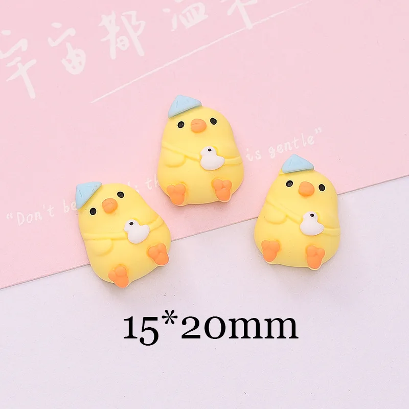 20pcs Kawaii Duck Resin Flatback Cabochon DIY Crafts Scrapbooking Headwear Clip Hair Ornament Accessories Yellow Duckling Charms