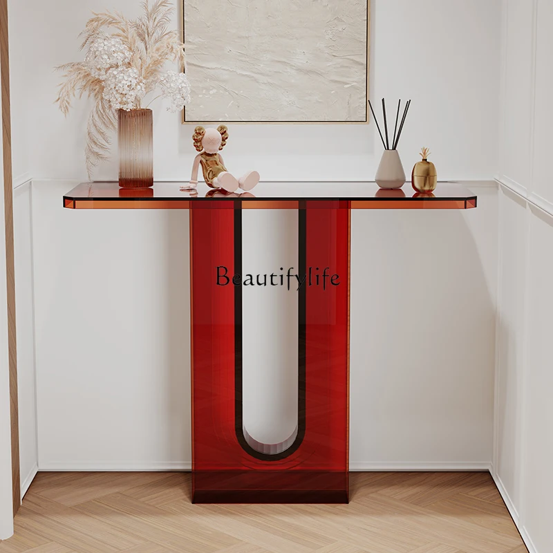 

Nordic light luxury entrance platform acrylic modern simple entrance cabinet designer entry display rack is very narrow