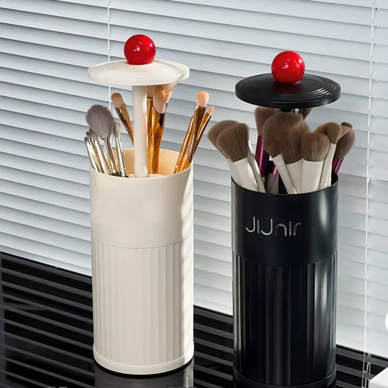 Druk op Make-up Borstel Opslagcontainer Stofdichte Kaptafel Cosmetische Opbergdoos Wenkbrauwpotlood Borstelhouder Auto-lifting