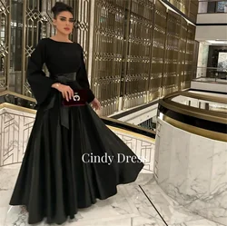 Black Eid Al-fitr Line A Satin Evening Dress Grace Saudi Dresses Party Quinceanera Woman Elegant Reception Cocktail Customized