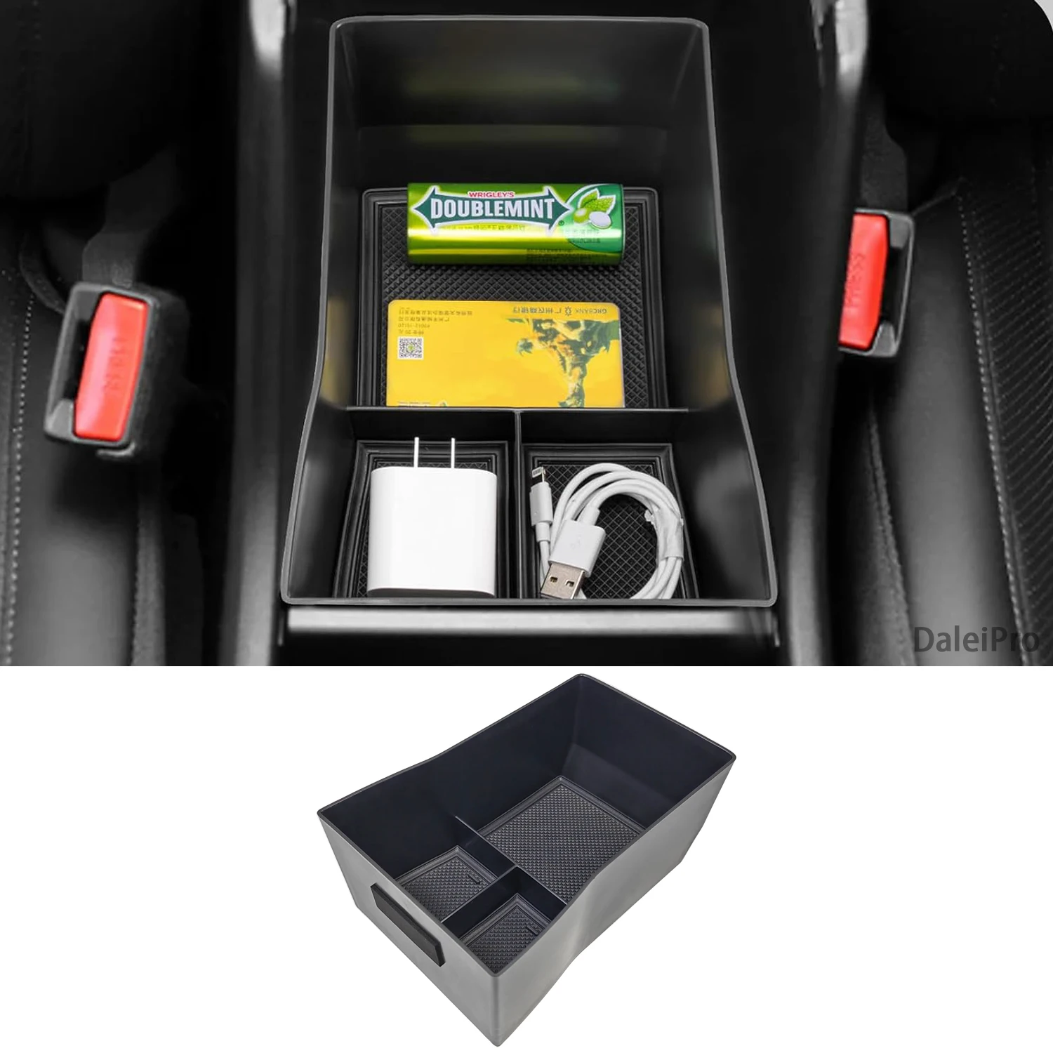 Für Kona Hybrid Phev SX2 2024 2025 Mittelkonsole Organizer Fach Armlehne Aufbewahrungsbox Geschichtete Aufbewahrungsbox Aufräumen Autozubehör – Detail 7