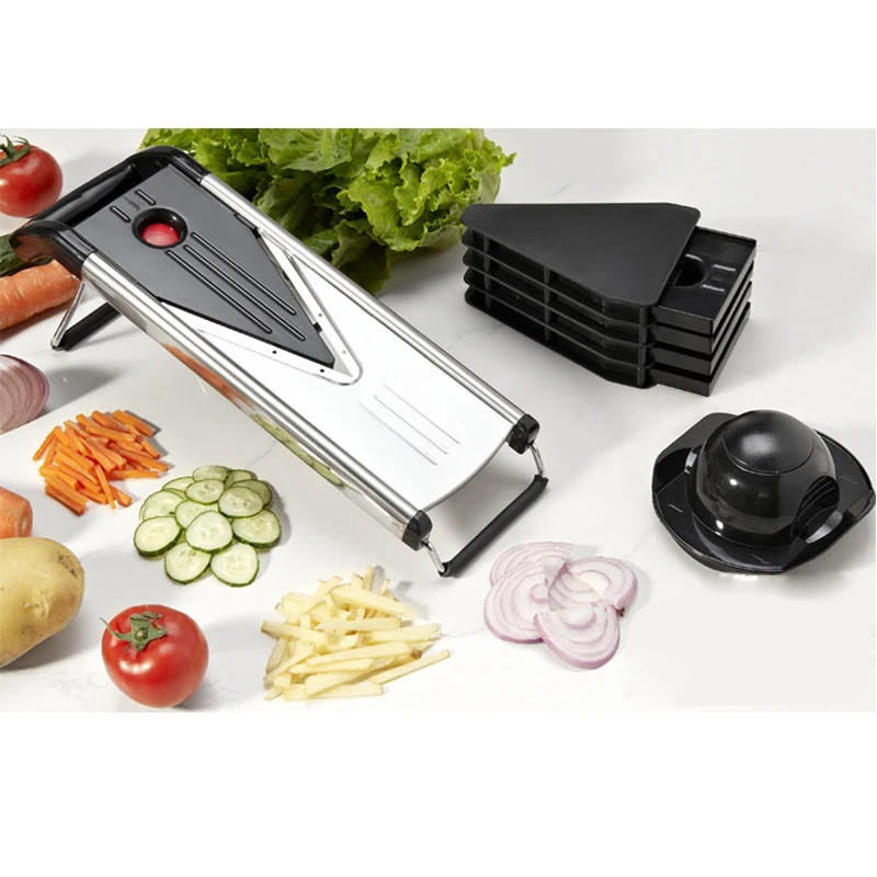 Customizable Multifunctional V Shape Slicer Stainless Steel Slice Chopper Fruit & Vegetable Cutter with 5 Blades