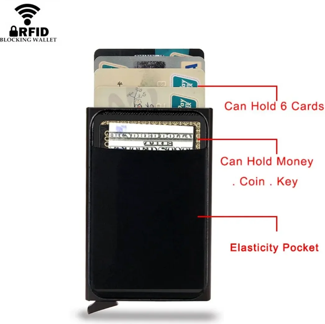 Portafogli porta carte di credito Rfid Smart portafogli da uomo minimalista Pop-Up Slim in metallo