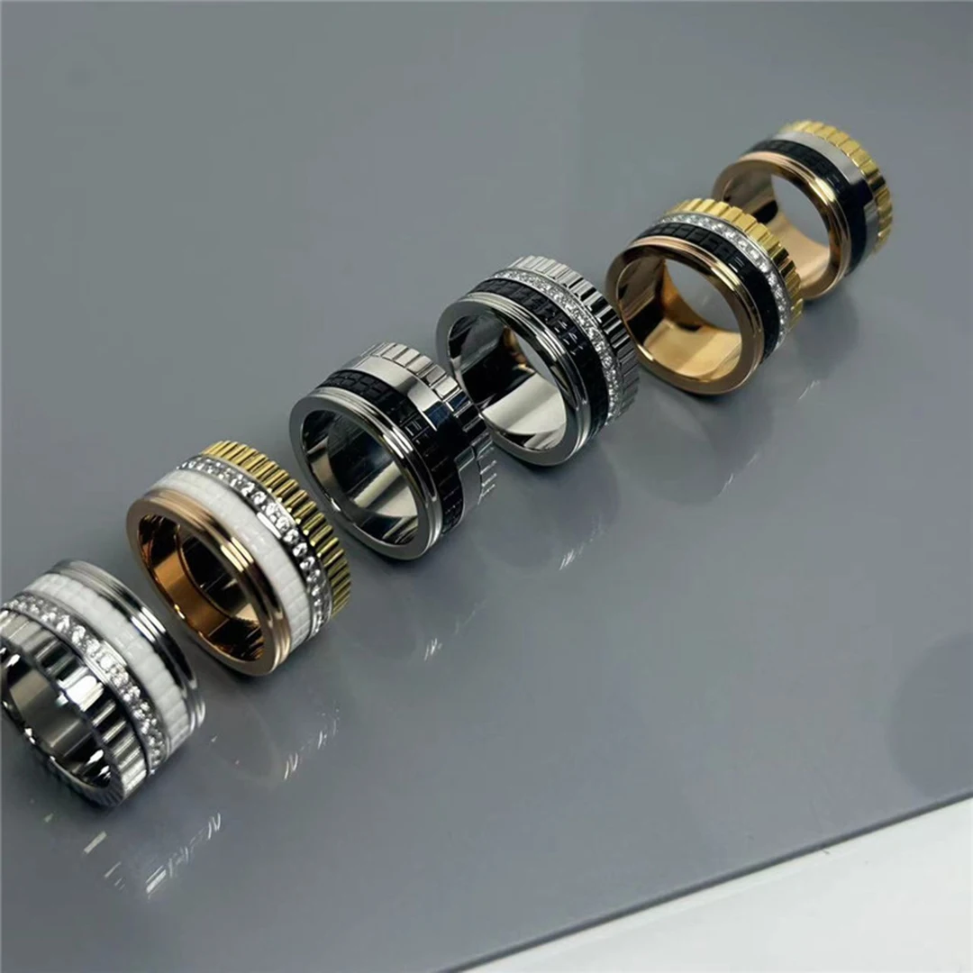 High Quality Luxury Jewelry Rotating Gears Anniversary Gift Wedding Rings for Men and Women