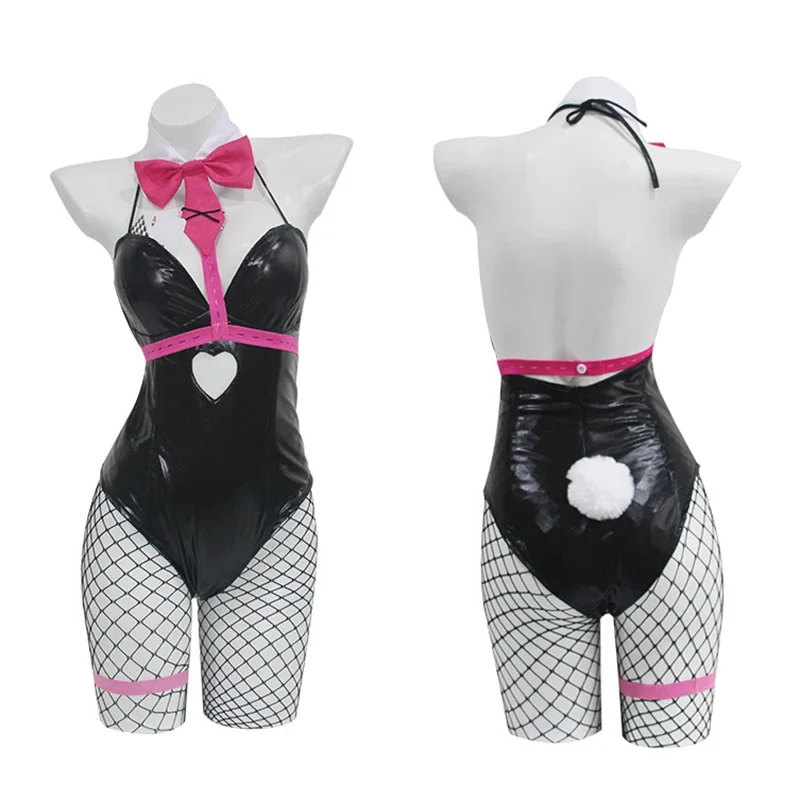 

Anime Vocaloid Rabbit Hole Cosplay Costume Adult Women Bodysuit Sexy Bunny Girl Rabbit PU Bow Jumpsuit Halloween Carnival Party