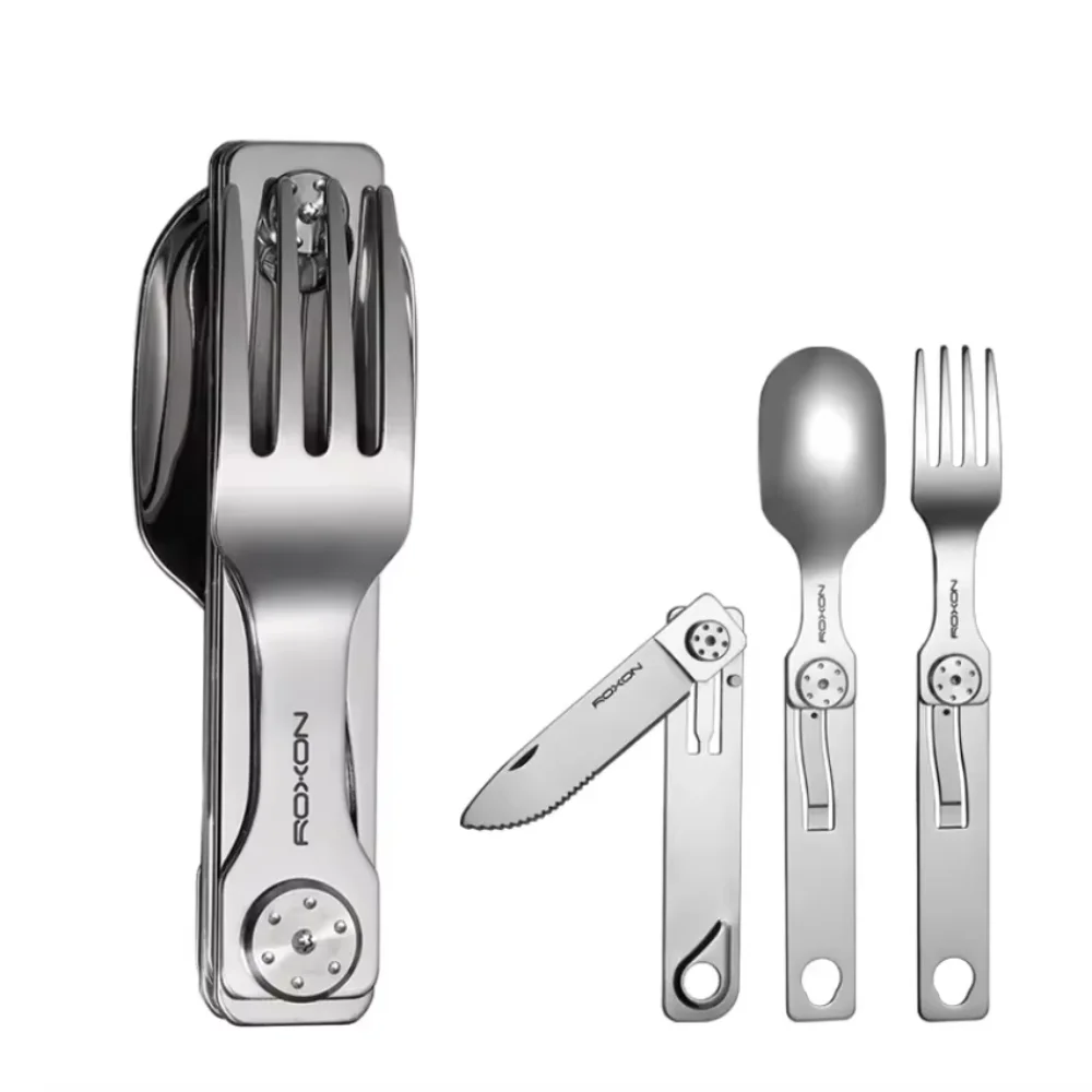 3-in-1 Tableware Set Stainless Steel Knife and Fork Spoon Outdoor Camping Field Portable Exquisite Multifunctional Equipment