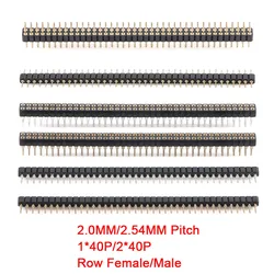 5Pcs/1pc 2.0mm/2.54mm 1*40p 2x40P round Hole Needle Female Header Pin Row Connector Single Double Row Gold Plated Tin Plated