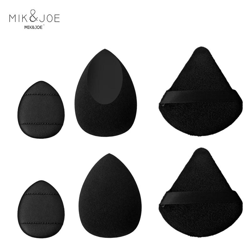 Conjunto de esponja de maquiagem, 6 peças, base macia, liquidificador de beleza, uso seco e molhado, sopro para pó facial, ferramentas cosméticas portáteis