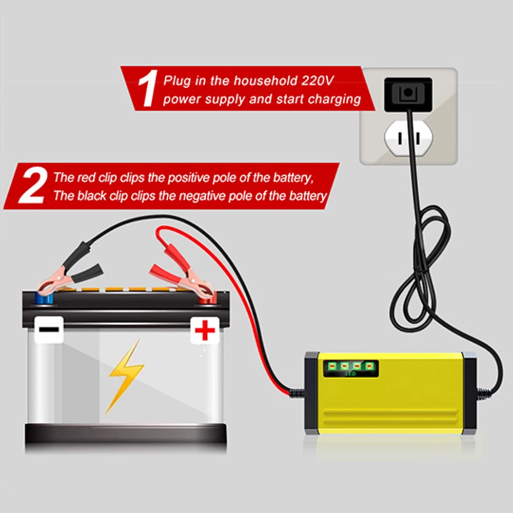 1pc 220V Power Puls Repair Charger Car Battery Charger 12V 2A LED Display Acid Battery Moto Truck Power Puls Repair Charger