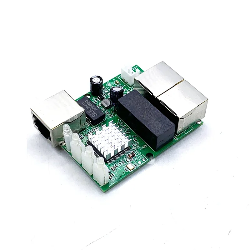 Módulo Mini PCBA Switch Ethernet, 3 Portas Networkmini, 10 Mbps, 100 Mbps, 1000Mbps, 5V-12V