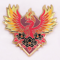 Fire Phoenix Enamel Pin Mythical Creature Badge Lotus Brooch Legend Mascot Jewelry Decoration