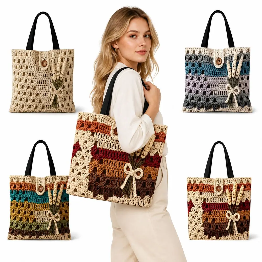 3D Knitted Printed Canvas Tote Bag Punk Style Vintage Style Casual Handbag Double Handles Faux Crocodile Pattern